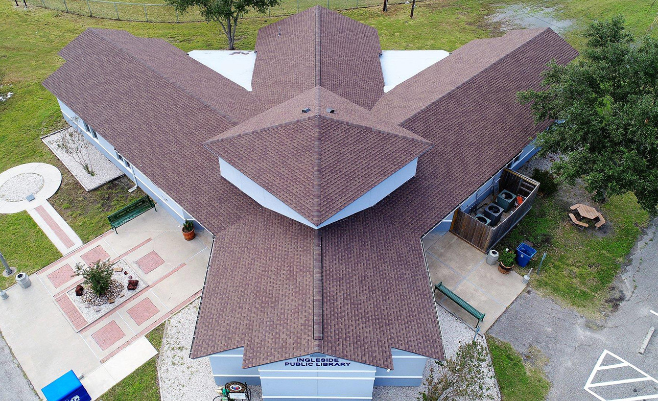 Government Sector roofing, Ingleside Public Library professional finished roofing
